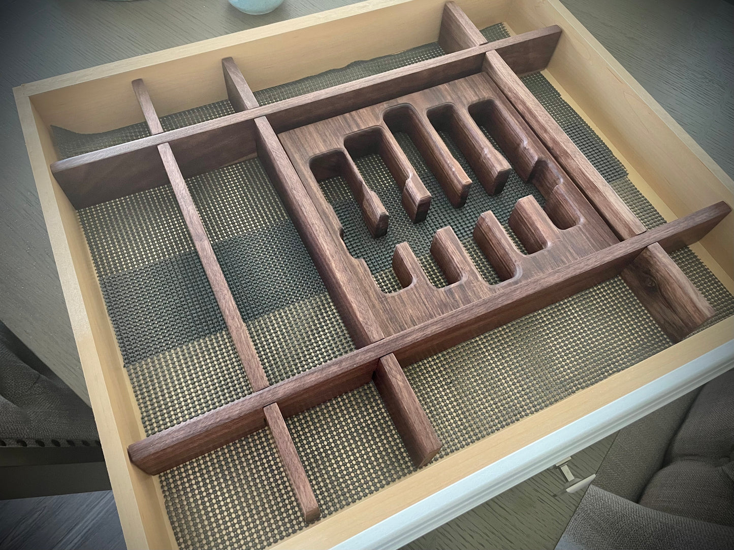 Drawer Grid with Cutlery Organizer - Walnut